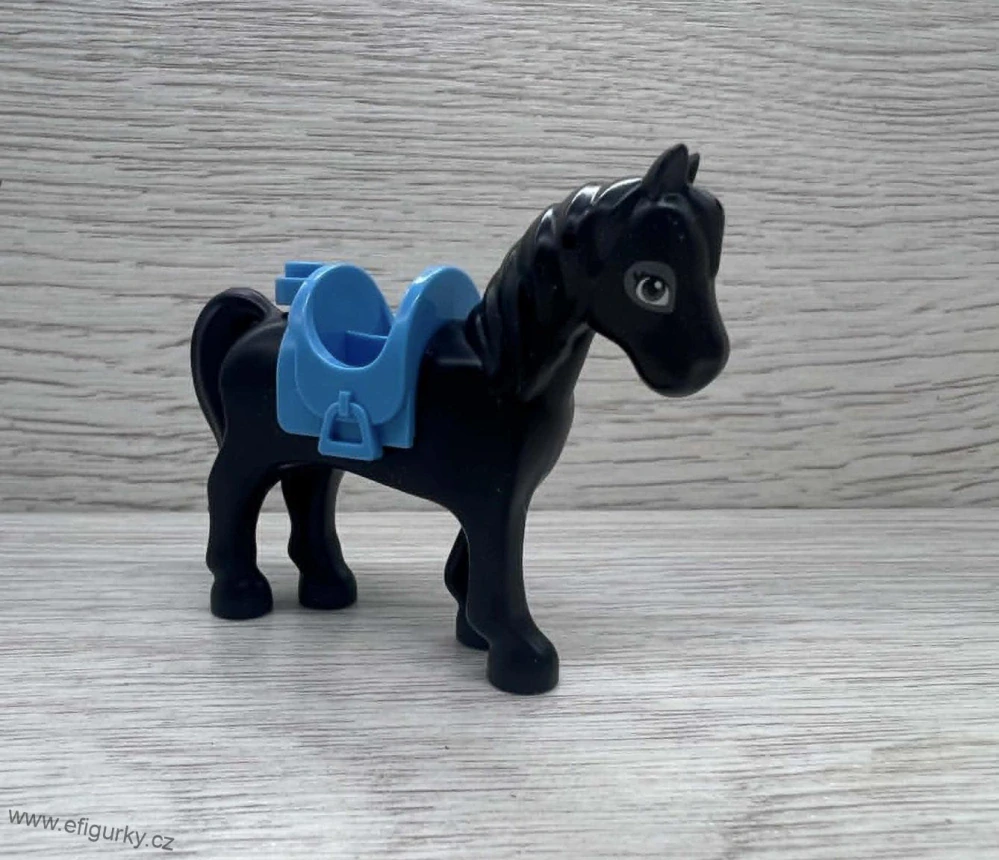 LEGO Friends černý kůň se světle modrým sedlem