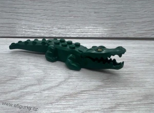 1A73. Lego klasické - krokodýl tmavězelený s potiskem očí