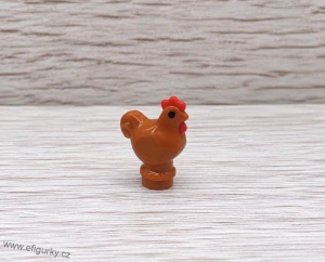 LEGO slepice tmavě oranžová s červeným hřebínkem 1413pb01